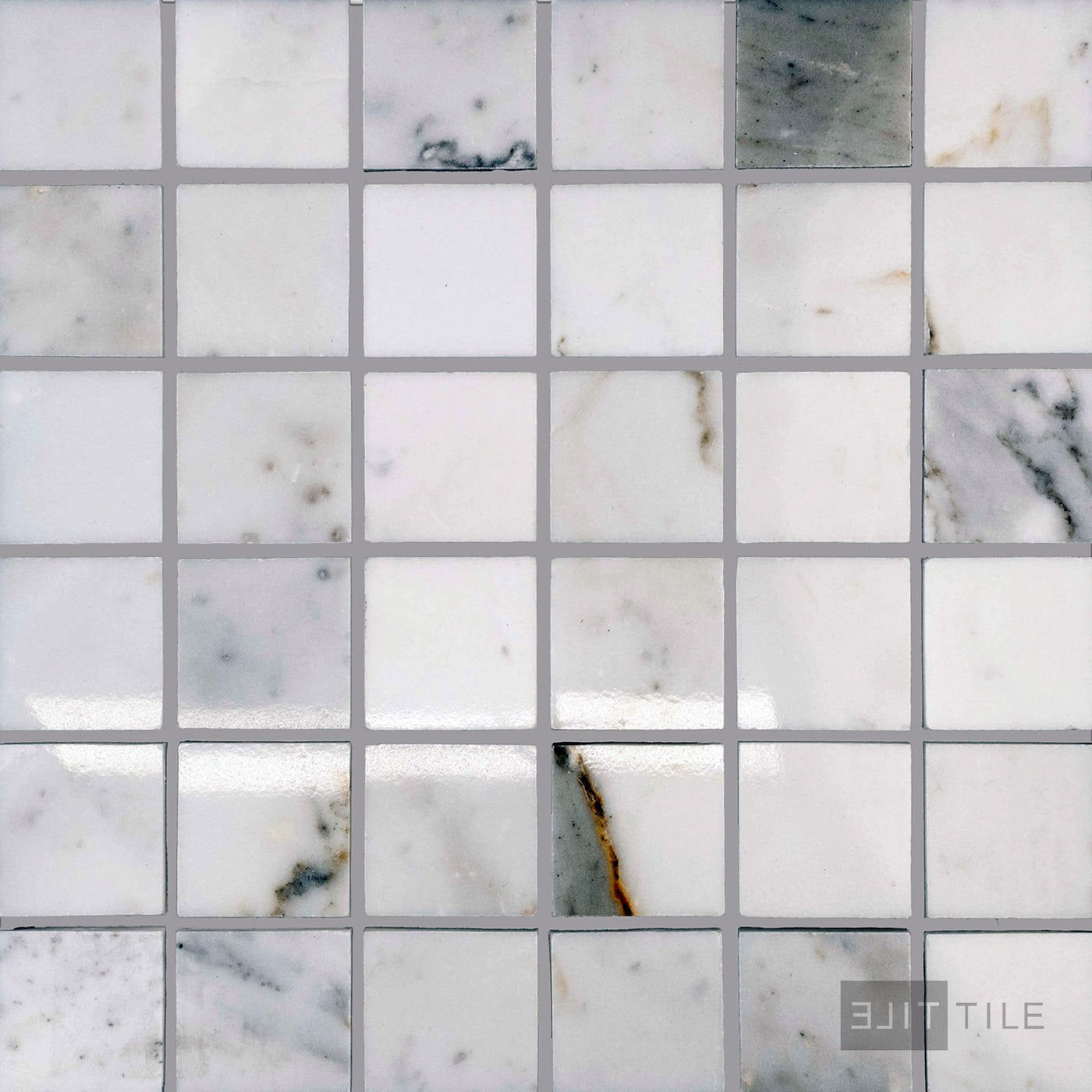 Calacatta Gold Marble 2" Square Polished Mosaic