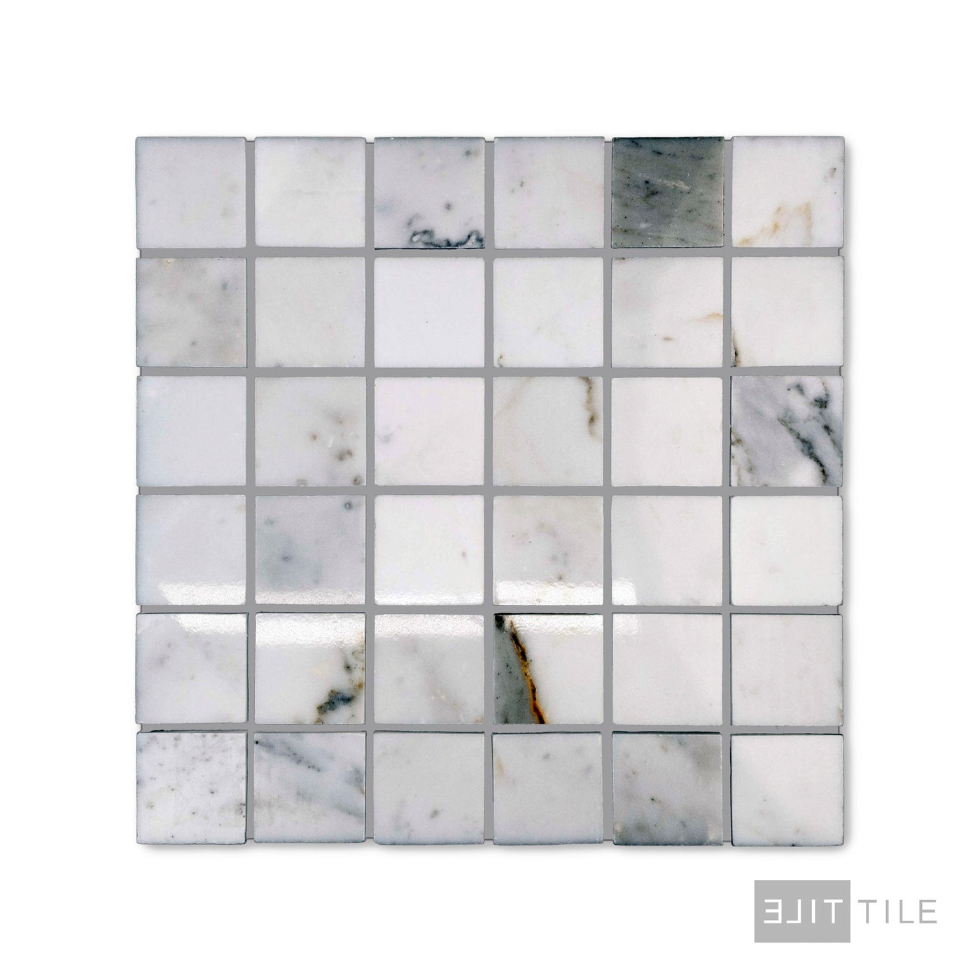 Calacatta Gold Marble 2" Square Polished Mosaic