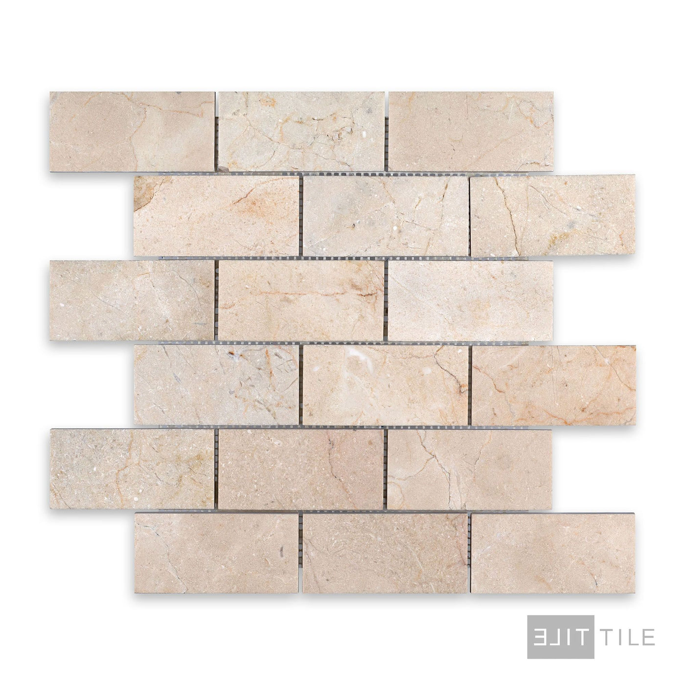 Crema Marfil Marble 2X4 Brick Honed Mosaic