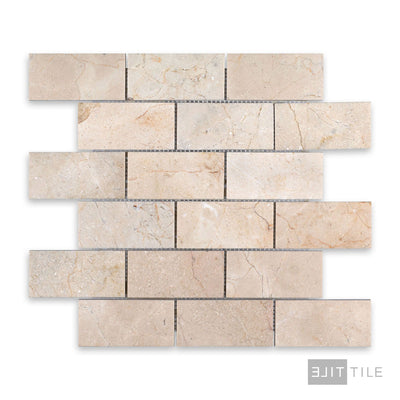 Crema Marfil Marble 2X4 Brick Honed Mosaic
