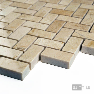 Crema Marfil Marble 5/8X1-1/4 Herringbone Honed Mosaic