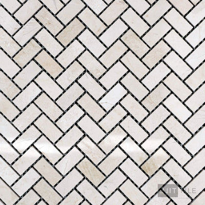 Crema Marfil Marble 5/8X1-1/4 Herringbone Polished Mosaic