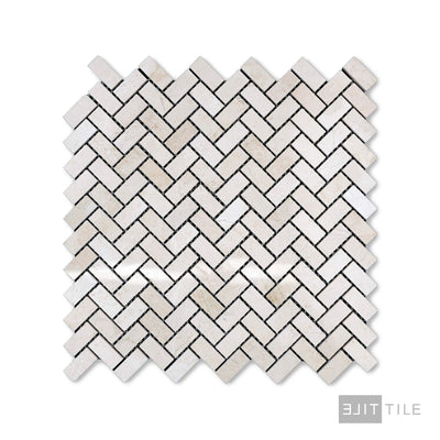 Crema Marfil Marble 5/8X1-1/4 Herringbone Polished Mosaic