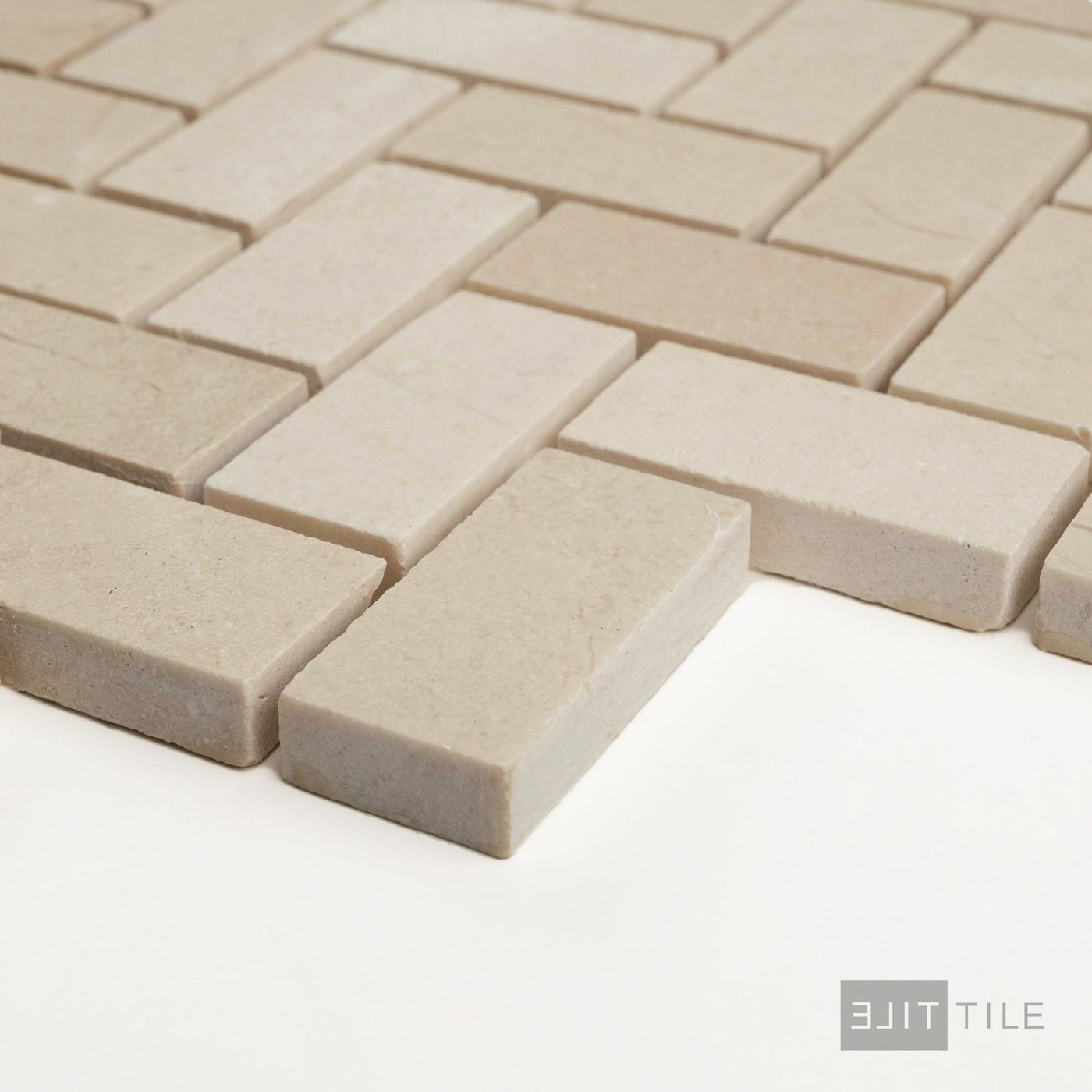 Crema Marfil Marble 1X2 Herringbone Honed Mosaic