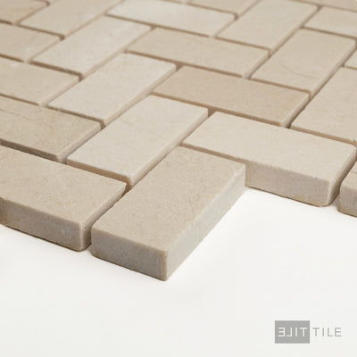 Crema Marfil Marble 1X2 Herringbone Honed Mosaic