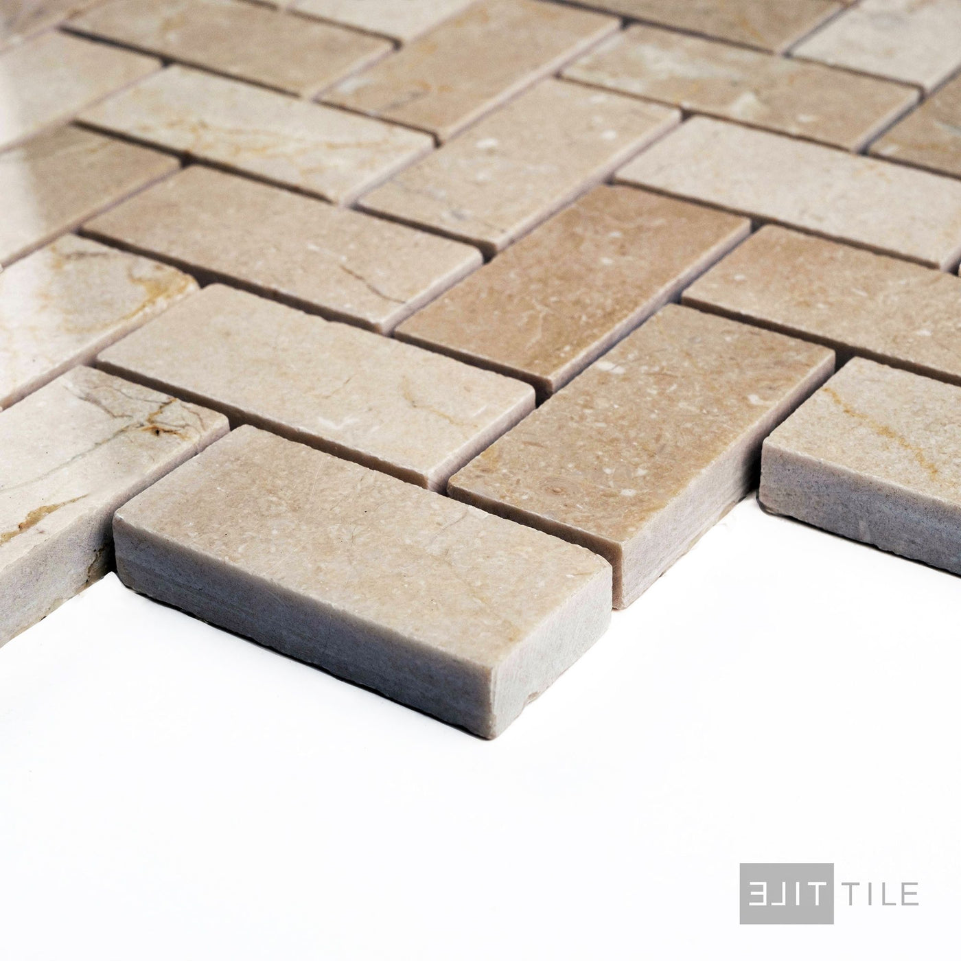Crema Marfil Marble 1X2 Herringbone Polished Mosaic