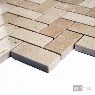 Crema Marfil Marble 1X2 Herringbone Polished Mosaic