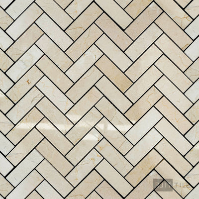 Crema Marfil Marble 1X3 Herringbone Polished Mosaic