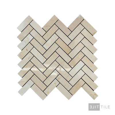 Crema Marfil Marble 1X3 Herringbone Polished Mosaic