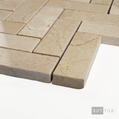 Crema Marfil Marble 1X3 Herringbone Polished Mosaic