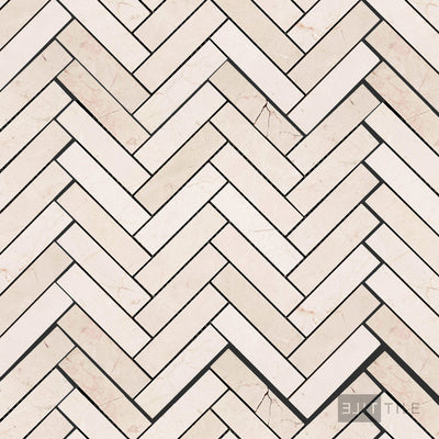 Crema Marfil Marble 1X4 Herringbone Honed Mosaic