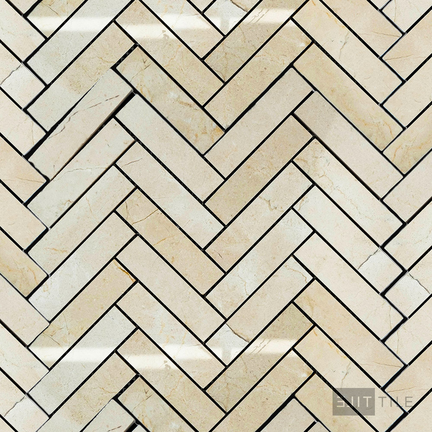 Crema Marfil Marble 1X4 Herringbone Polished Mosaic