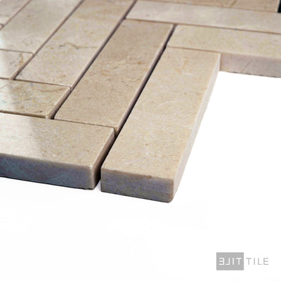 Crema Marfil Marble 1X4 Herringbone Polished Mosaic