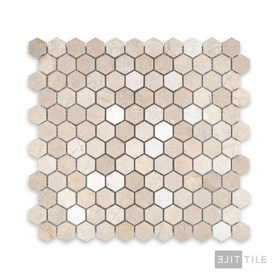 Crema Marfil Marble 1" Hexagon Honed Mosaic