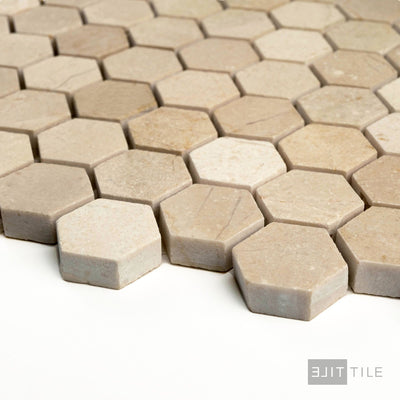 Crema Marfil Marble 1" Hexagon Honed Mosaic