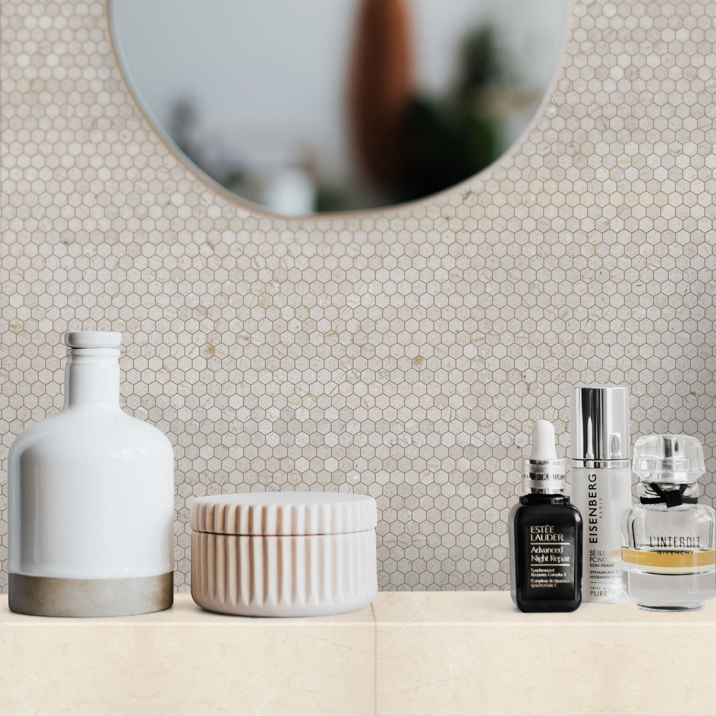 Crema Marfil Marble 1" Hexagon Honed Mosaic