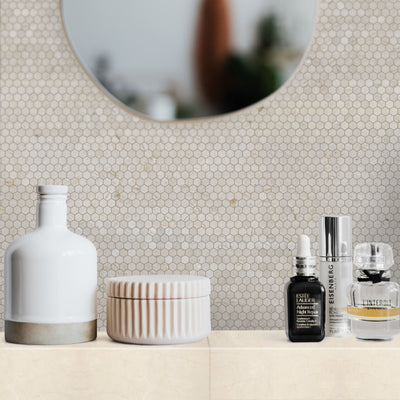 Crema Marfil Marble 1" Hexagon Honed Mosaic