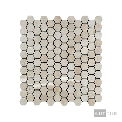 Crema Marfil Marble 1" Hexagon Polished Mosaic