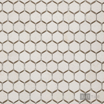Crema Marfil Marble 1" Hexagon Tumbled Mosaic