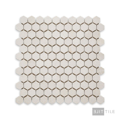 Crema Marfil Marble 1" Hexagon Tumbled Mosaic