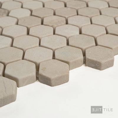 Crema Marfil Marble 1" Hexagon Tumbled Mosaic