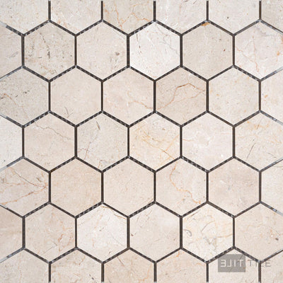 Crema Marfil Marble 2" Hexagon Honed Mosaic