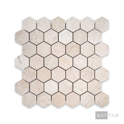 Crema Marfil Marble 2" Hexagon Honed Mosaic