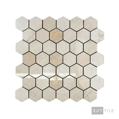 Crema Marfil Marble 2" Hexagon Polished Mosaic