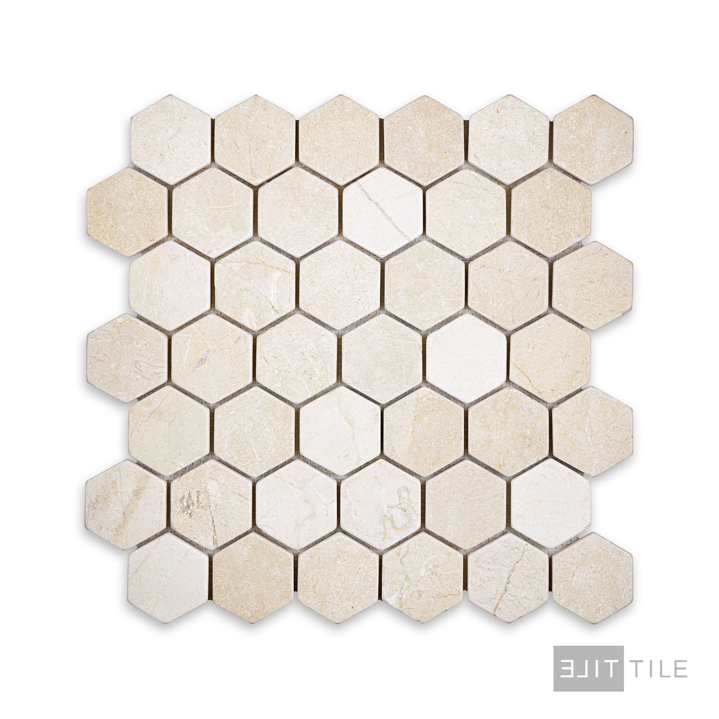 Crema Marfil Marble 2" Hexagon Tumbled Mosaic