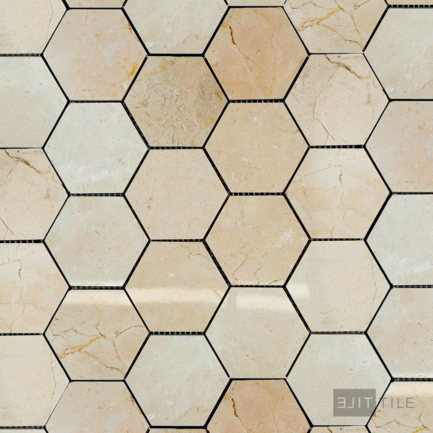 Crema Marfil Marble 3" Hexagon Polished Mosaic