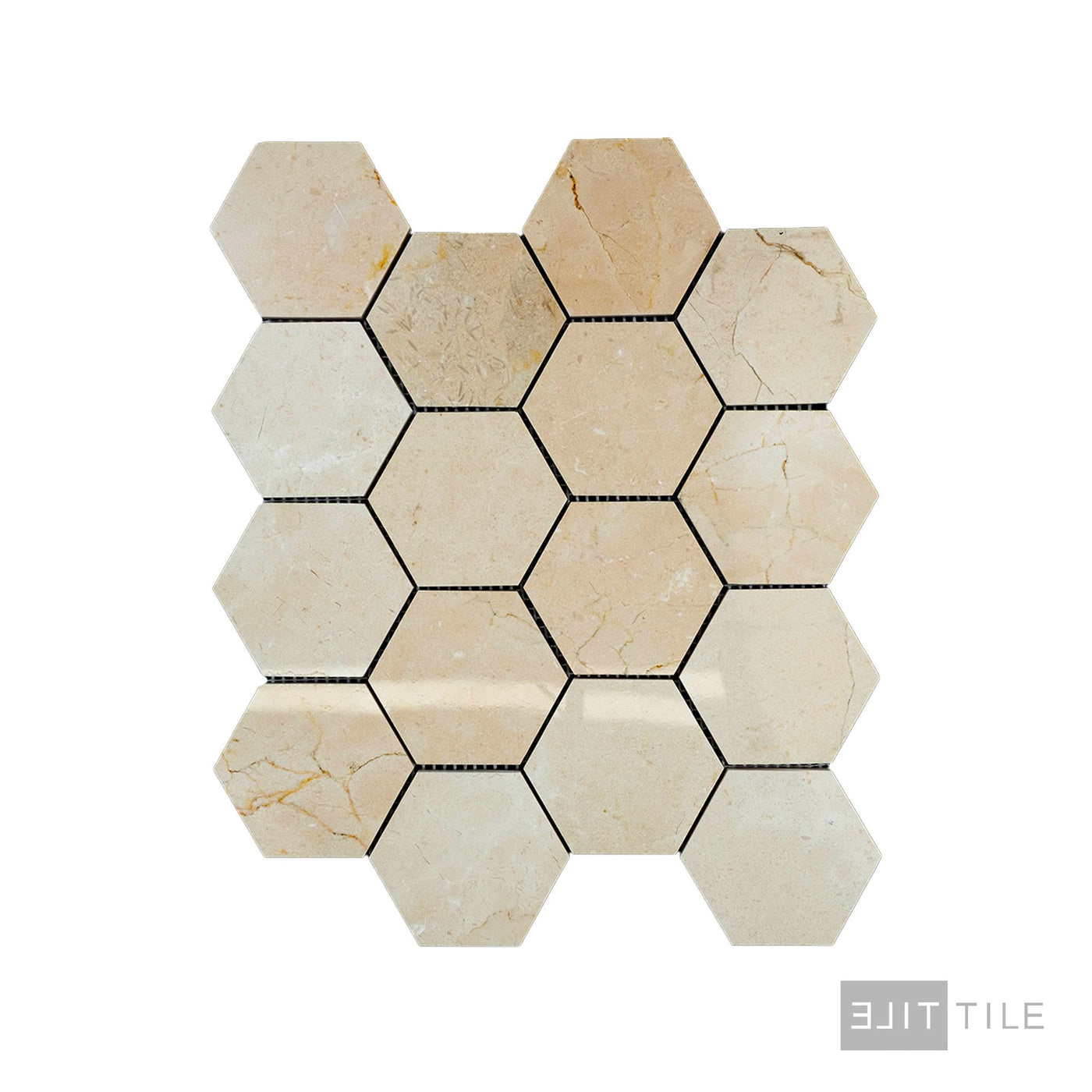 Crema Marfil Marble 3" Hexagon Polished Mosaic