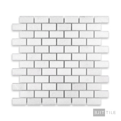 Thassos White Marble 1X2 Brick Honed Mosaic