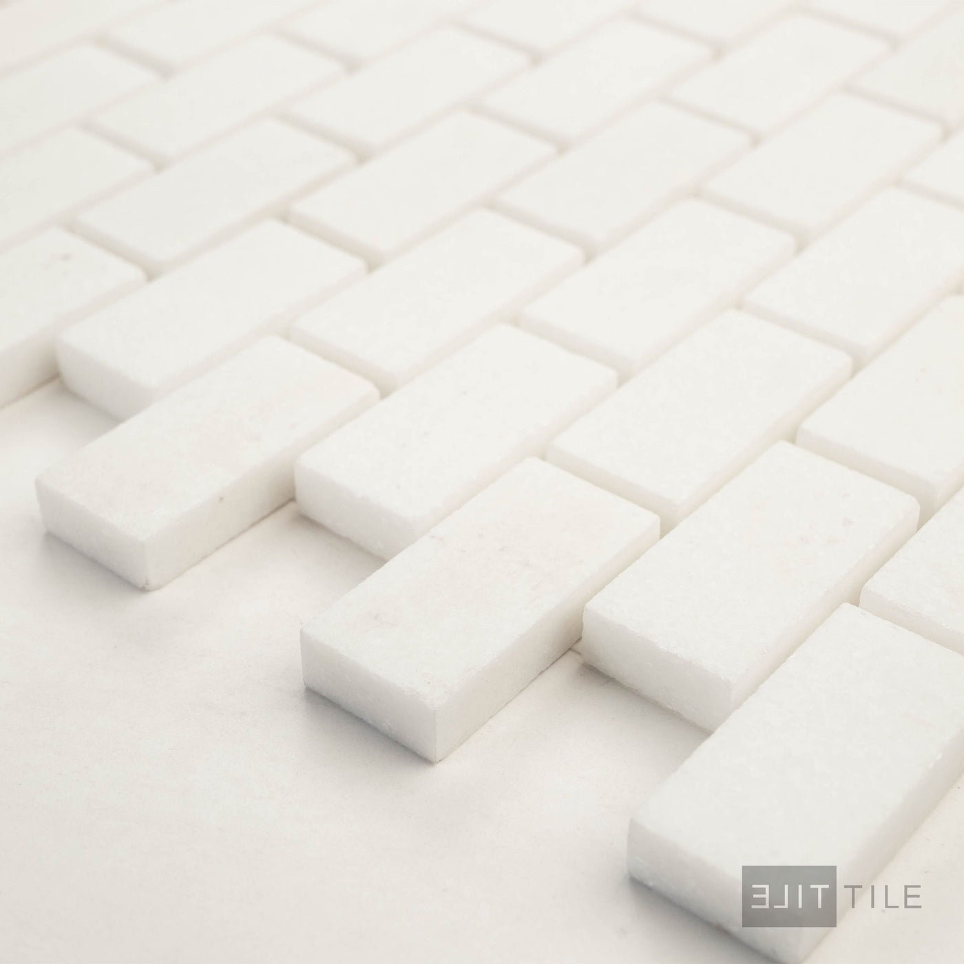 Thassos White Marble 1X2 Brick Honed Mosaic