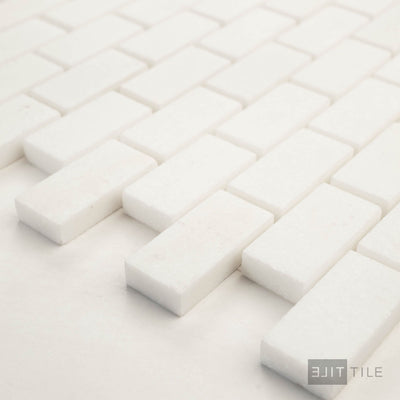 Thassos White Marble 1X2 Brick Honed Mosaic