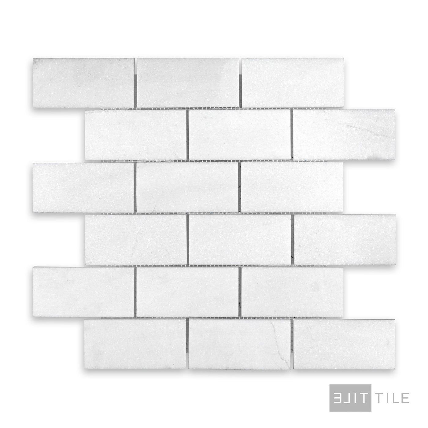 Thassos White Marble 2X4 Brick Honed Mosaic