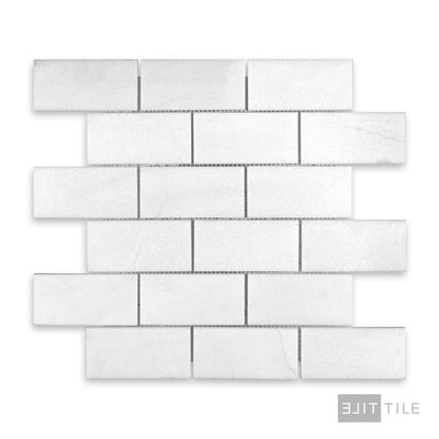 Thassos White Marble 2X4 Brick Honed Mosaic