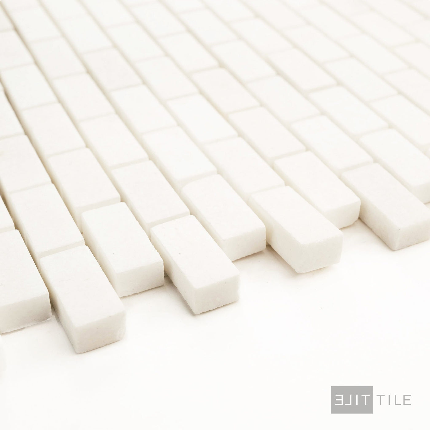 Thassos White Marble 5/8X1-1/4 Brick Honed Mosaic
