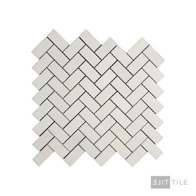 Thassos White Marble 1X2 Herringbone Honed Mosaic