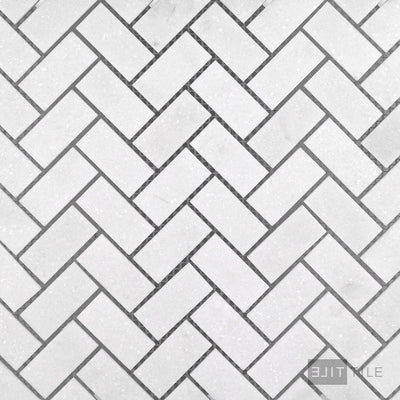 Thassos White Marble 1X2 Herringbone Polished Mosaic