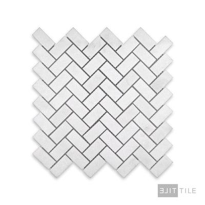 Thassos White Marble 1X2 Herringbone Polished Mosaic