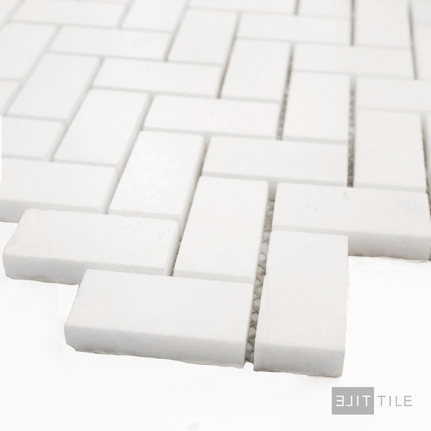 Thassos White Marble 1X2 Herringbone Polished Mosaic