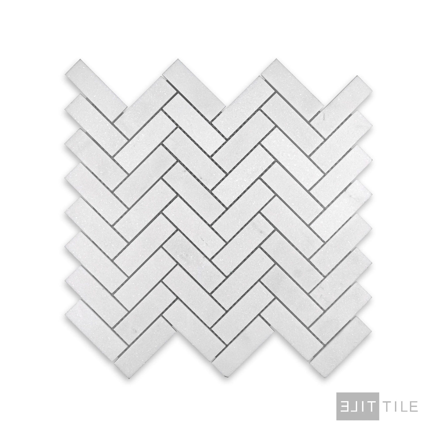 Thassos White Marble 1X3 Herringbone Honed Mosaic