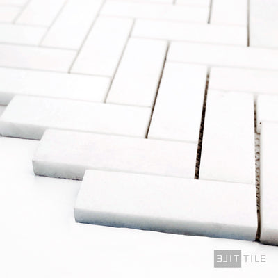 Thassos White Marble 1X3 Herringbone Honed Mosaic