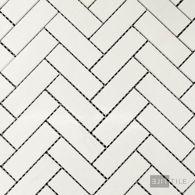 Thassos White Marble 1X3 Herringbone Polished Mosaic