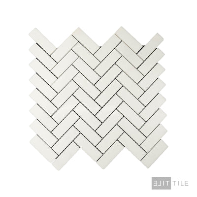 Thassos White Marble 1X3 Herringbone Polished Mosaic