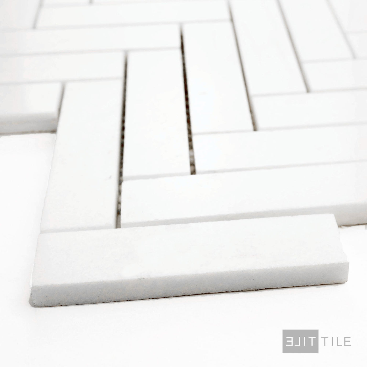 Thassos White Marble 1X4 Herringbone Polished Mosaic