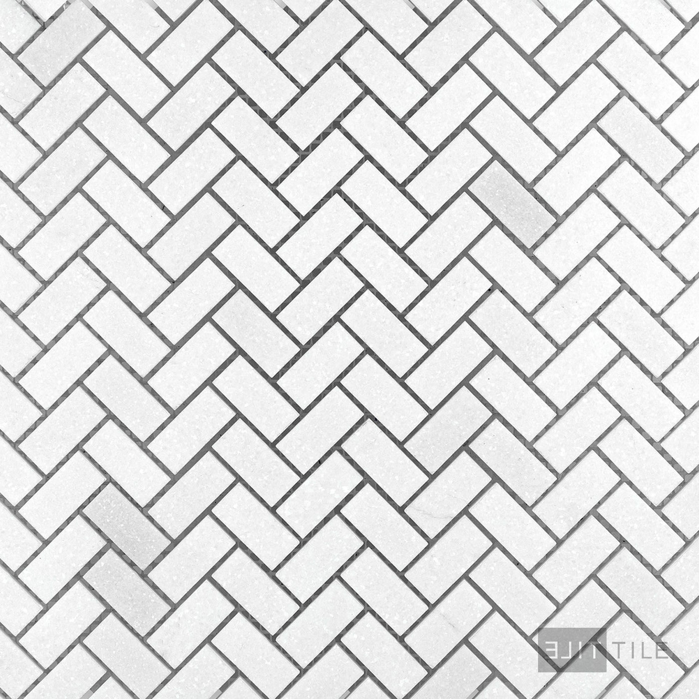 Thassos White Marble 5/8X1-1/4 Herringbone Honed Mosaic