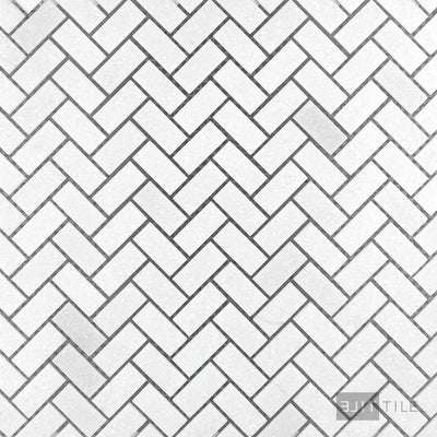Thassos White Marble 5/8X1-1/4 Herringbone Honed Mosaic