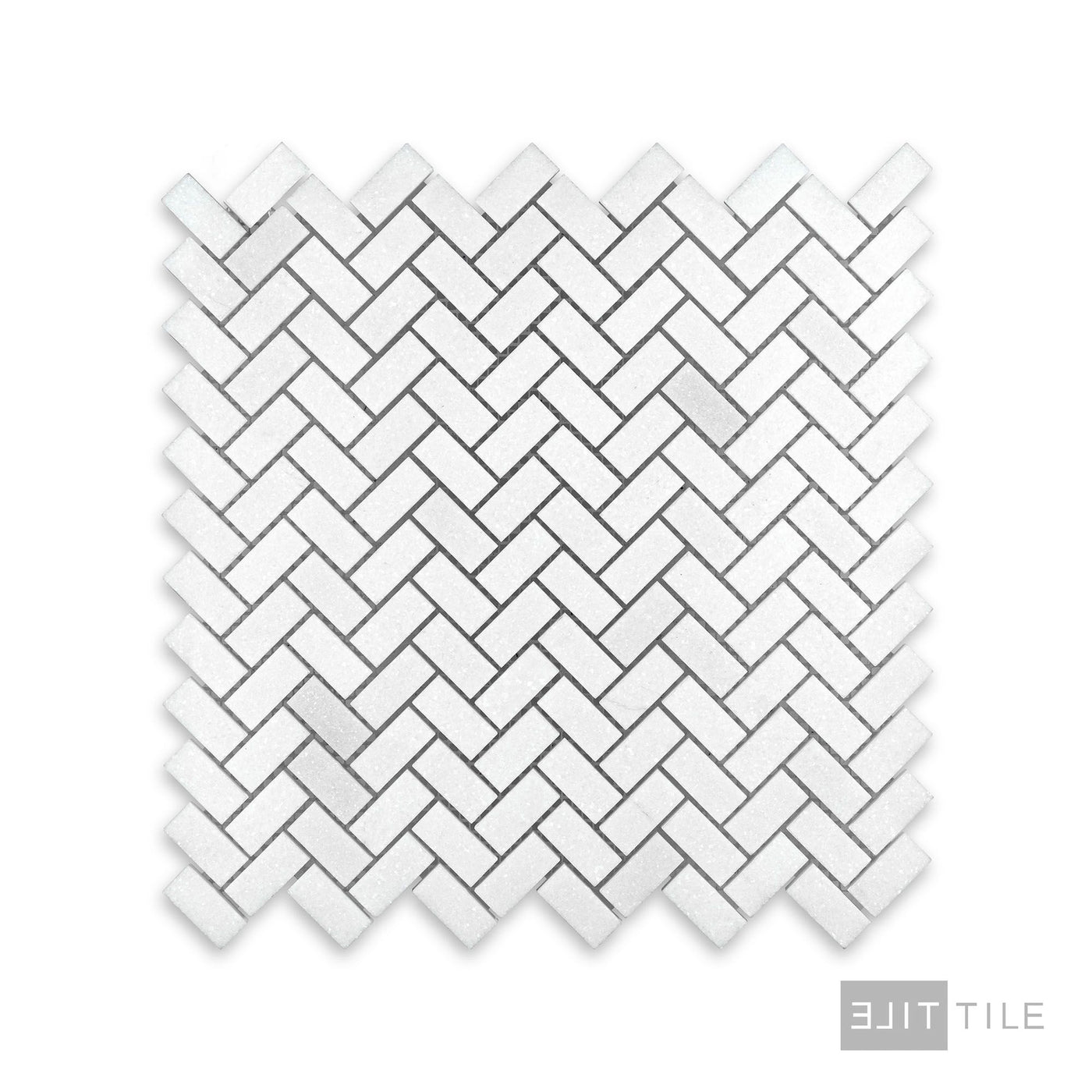 Thassos White Marble 5/8X1-1/4 Herringbone Honed Mosaic
