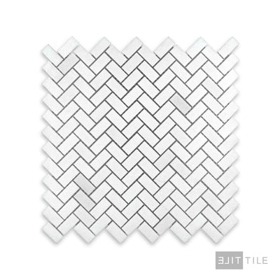 Thassos White Marble 5/8X1-1/4 Herringbone Honed Mosaic